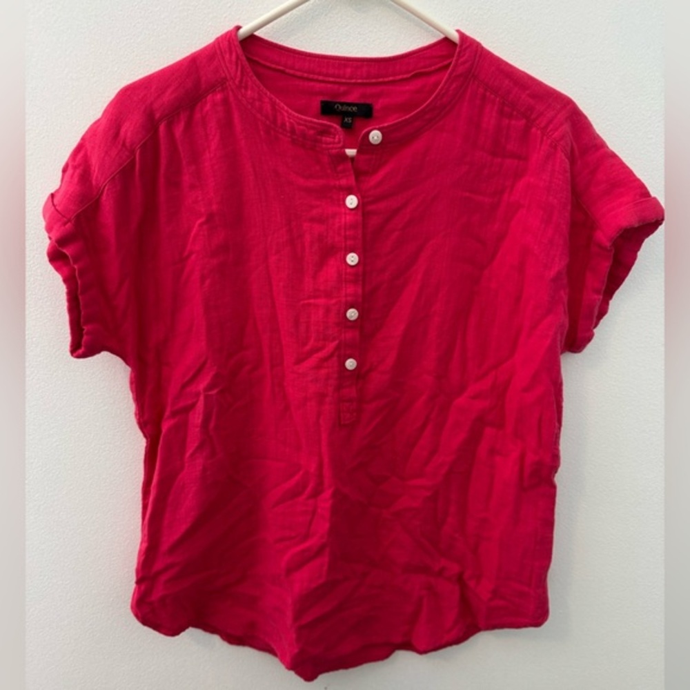 Quince Vibrant Pink Button-Down Shirt Size XS